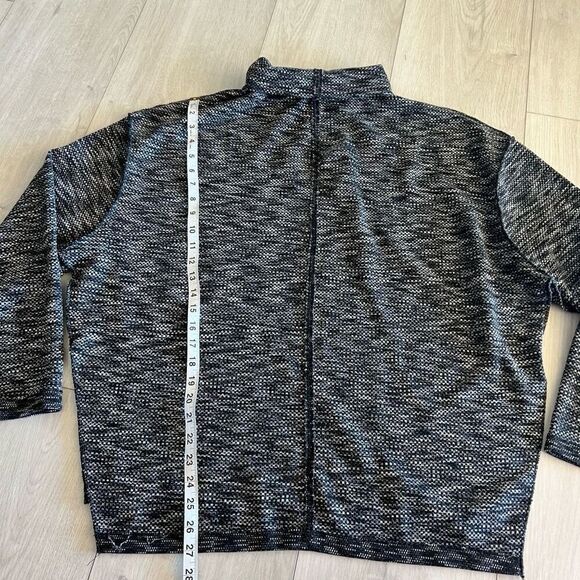 Free People Sweater XL Black White Mock Neck Distressed Relaxed Boho Lagenlook - Picture 4 of 7